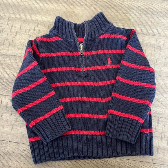 Ralph Lauren Polo Navy and Red Knit Sweater - Picture 1 of 2